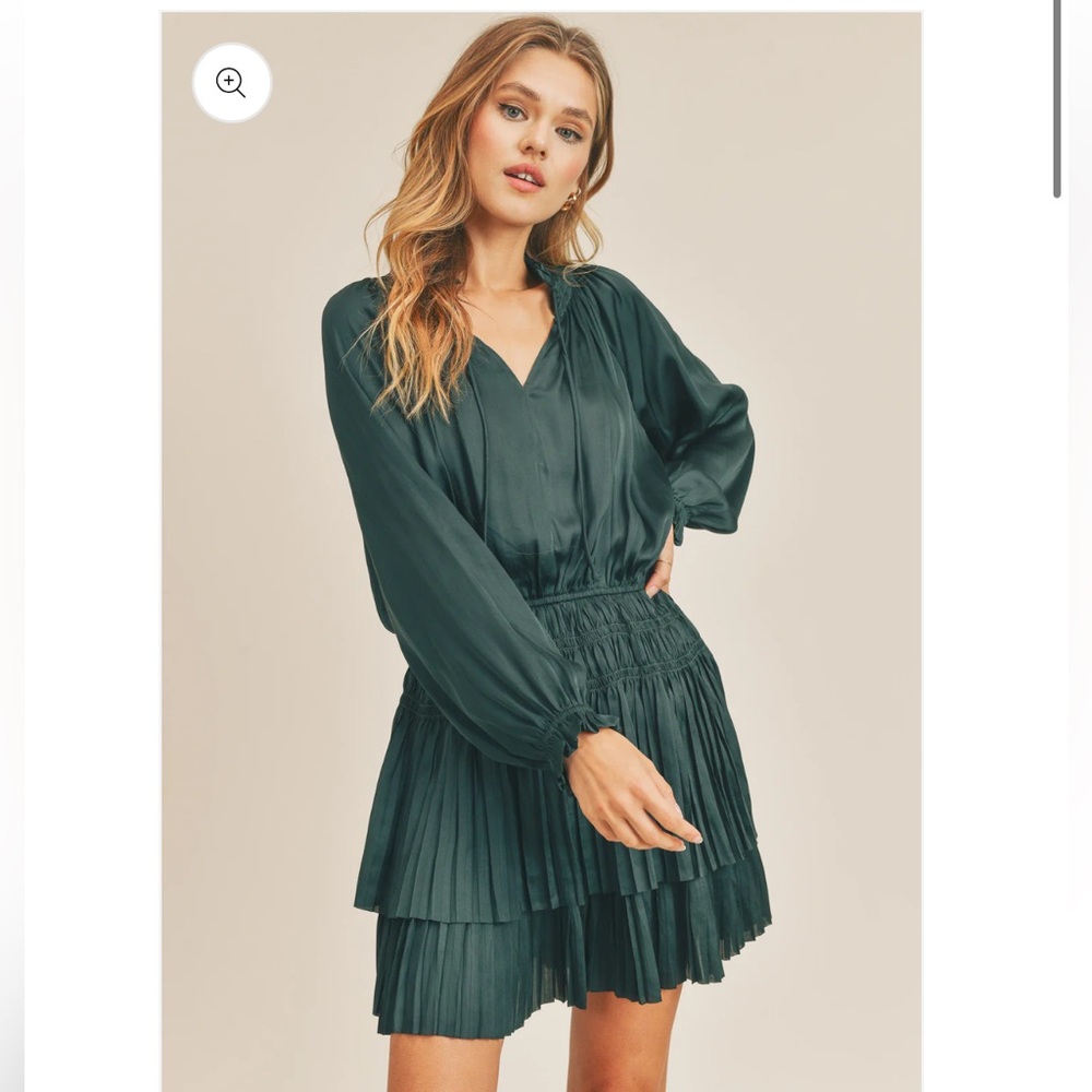 Teal Pleated Dress